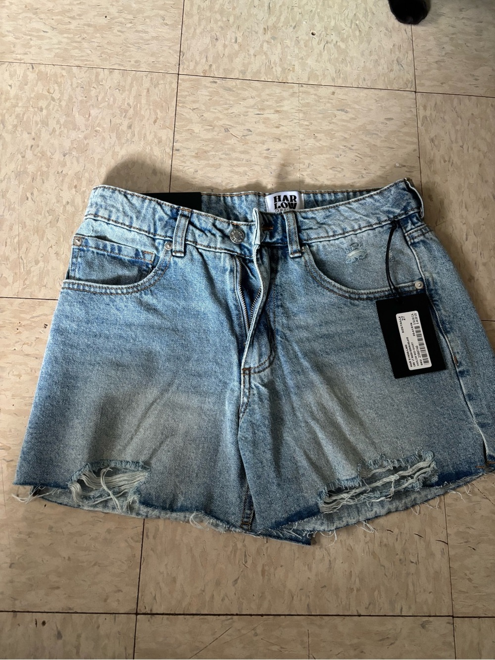 Harlow Light Blue Distressed Denim Cutoff Shorts